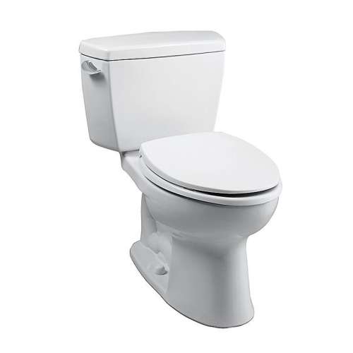 Two Piece Elongated 1.28 GPF Toilet with E-Max Flush System - Seat Not Included in Cotton