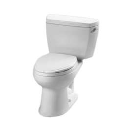 Two Piece Elongated 1.28 GPF Toilet with E-Max Flush System and Right-Hand Trip Lever - Seat Not Included in Cotton