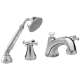 Deck Mount Tub Filler Trim with Handheld Shower and Cross Handles in Polished Chrome
