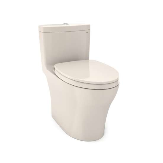 1.0 and 0.8 GPF Dual Flush One-Piece Elongated Chair Height Toilet in Sedona Beige