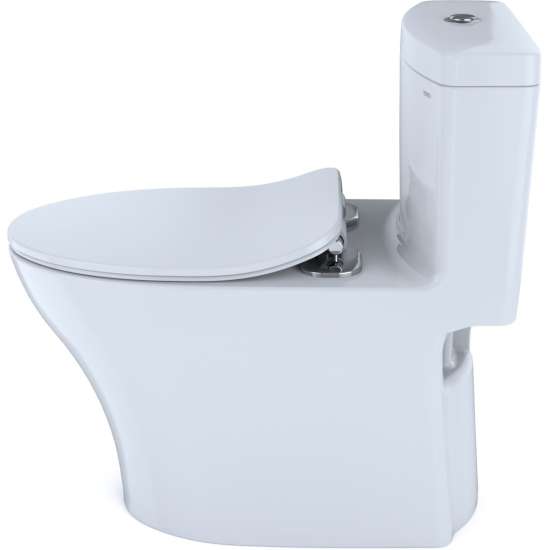 1.0 and 0.8 GPF Dual Flush One-Piece Elongated Chair Height Toilet in Cotton