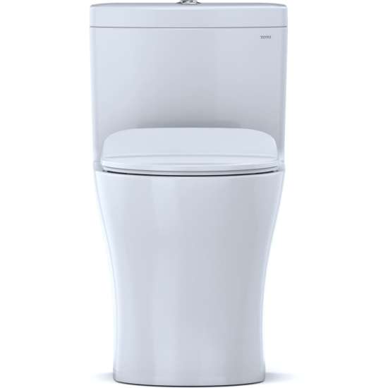 1.0 and 0.8 GPF Dual Flush One-Piece Elongated Chair Height Toilet in Cotton