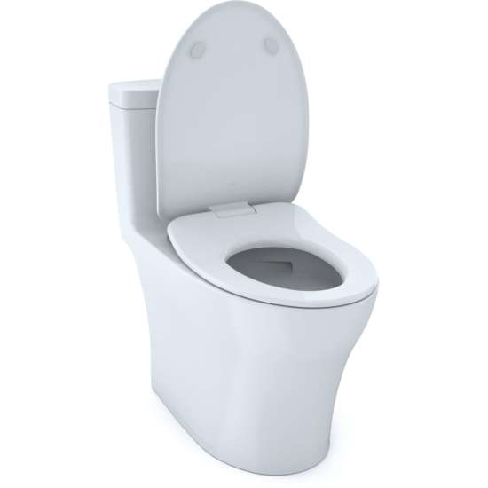 1.0 and 0.8 GPF Dual Flush One-Piece Elongated Chair Height Toilet in Cotton