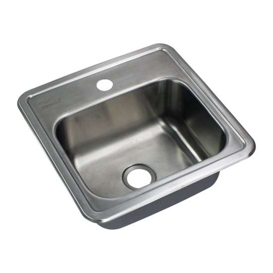 15-in x 15-in x 6-in 20 Gauge Single Bowl, Stainless Steel Kitchen Sink, Drop-in Installation with 1-Hole, with Grid, Strainer, Installation Kit