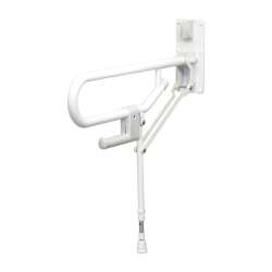 01830WH Fold-Up Support Grab Bar with Adjustable Leg in White