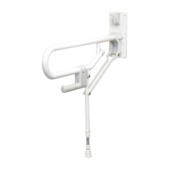 01830WH Fold-Up Support Grab Bar with Adjustable Leg in White