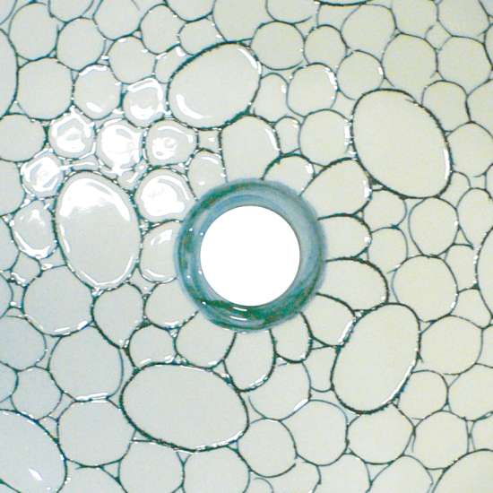 16-in Round Fireclay Vessel Sink in White/Dark Green