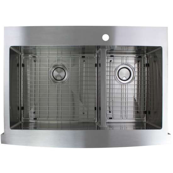 16 Gauge 60/40 Double Micro Edge Dual Mount Stainless Steel Sink Bowls with Low Divide 35.75