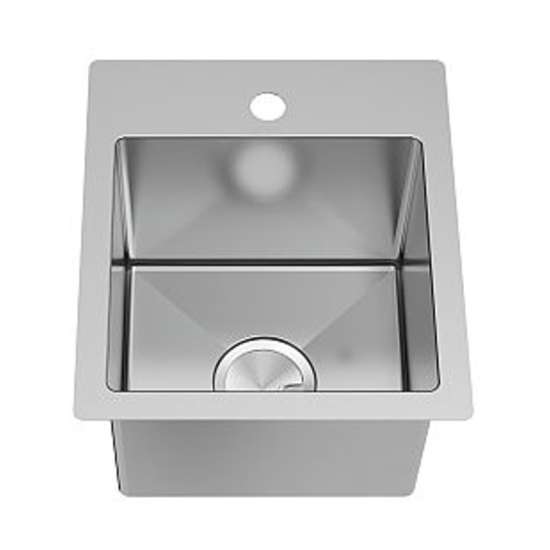 15-in x 17-in x 10-in 16 Gauge Single Bowl, Stainless Steel Kitchen Sink, Micro Edge Dual Mount Installation, with 3 Holes