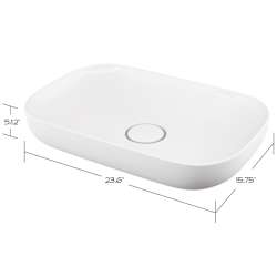 23.63-in Rectangular Vitreous China Vessel Sink in White