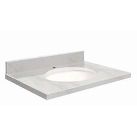 Transolid 31-in x 22-in Granite Bathroom Vanity Top with Eased Edge and 4-in Loose
Backsplash in White Carrara