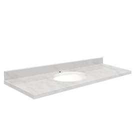 Transolid 61-in x 22-in Marble Bathroom Vanity Top with Eased Edge and 4-in Loose
Backsplash in White Carrara