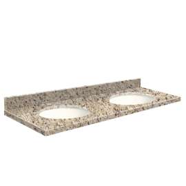 Transolid 61-in x 22-in Granite Bathroom Double Bowl Vanity Top with Eased Edge and 4-in Loose
Backsplash in Giallo Ornamental