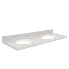Transolid 61-in x 22-in Marble Bathroom Double Bowl Vanity Top with Eased Edge and 4-in Loose
Backsplash in White Carrara
