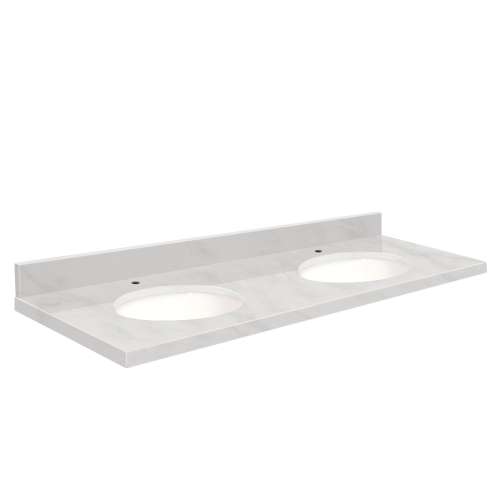 Transolid 61-in x 22-in Marble Bathroom Double Bowl Vanity Top with Eased Edge and 4-in Loose
Backsplash in White Carrara