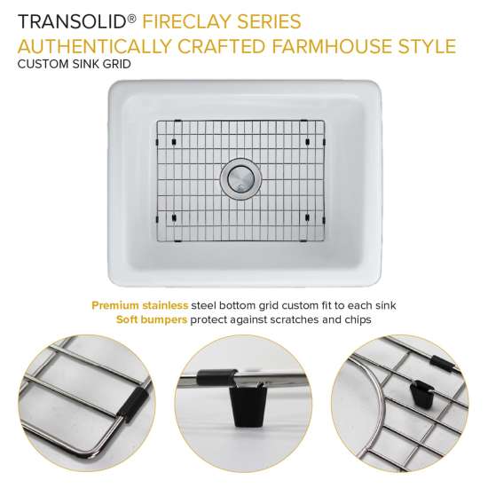 24-in x 18-in x 10-in Single Bowl, Farmhouse Fireclay Kitchen Sink, Undermount Installation, in White with Grid, Strainer, Installation Kit