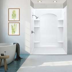 60-in x 30-in Low Profile Shower Kit with Aging in Place Backerboards KAS-FLUN6030-31-M