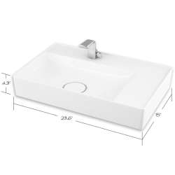 23.63-in Rectangular Vitreous China Vessel Sink with Single Faucet Hole in White