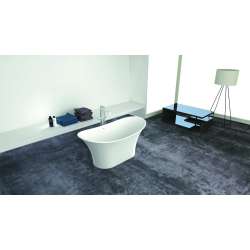 Anais 60-in L x 30-in W x 27.5-in H Resin Stone Freestanding Bathtub with center drain, in White