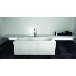 Brookfield 60-in L x 32-in W x 19-in H Resin Stone Drop-in/Undermount Bathtub with end drain, in White