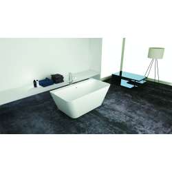 Glenwood 67-in L x 31.5-in W x 24-in H Resin Stone Freestanding Bathtub with center drain, in White