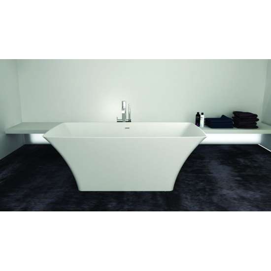 Lynville 60-in L x 30-in W x 24-in H Resin Stone Freestanding Bathtub with center drain, in White