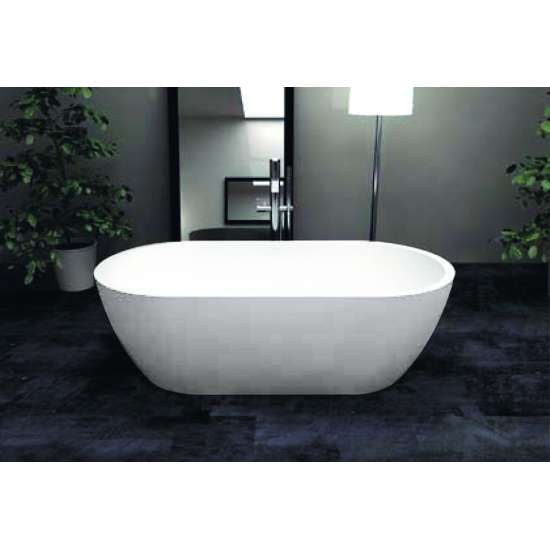 Sherwood 63-in L x 32-in W x 21-in H Resin Stone Freestanding Bathtub with center drain, in White