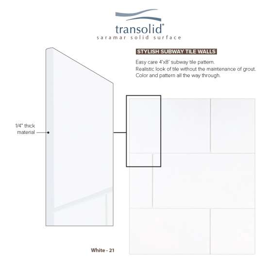 SaraMar 36-In X 36-In X 72-In Glue to Wall 3-Piece Shower Wall Trimmable Kit