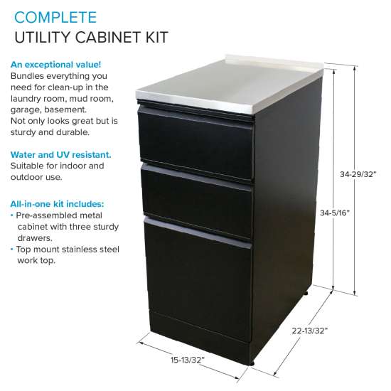 15.4-in W x 34.9-in H x 22.4-in D 20-Gauge Metal Freestanding Cabinet in Matte Black