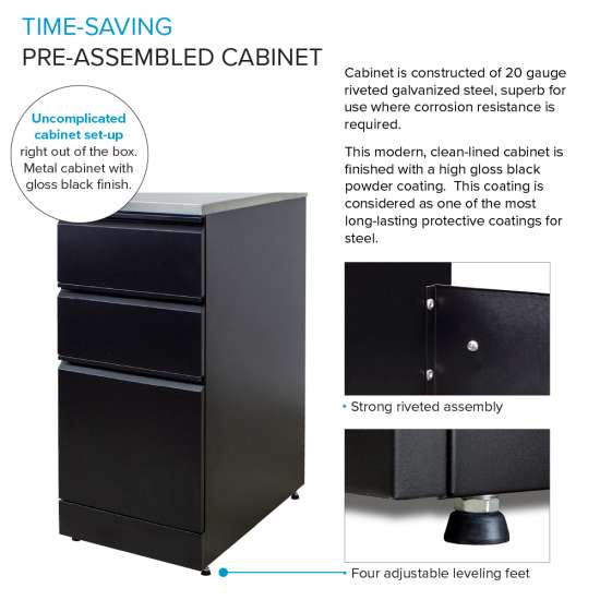 15.4-in W x 34.9-in H x 22.4-in D 20-Gauge Metal Freestanding Cabinet in Matte Black