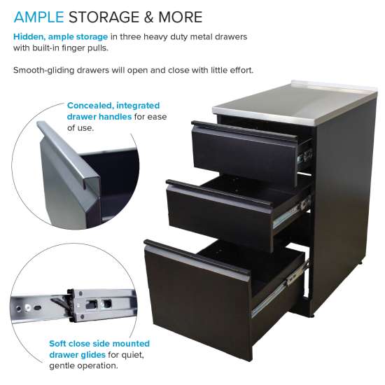 15.4-in W x 34.9-in H x 22.4-in D 20-Gauge Metal Freestanding Cabinet in Matte Black