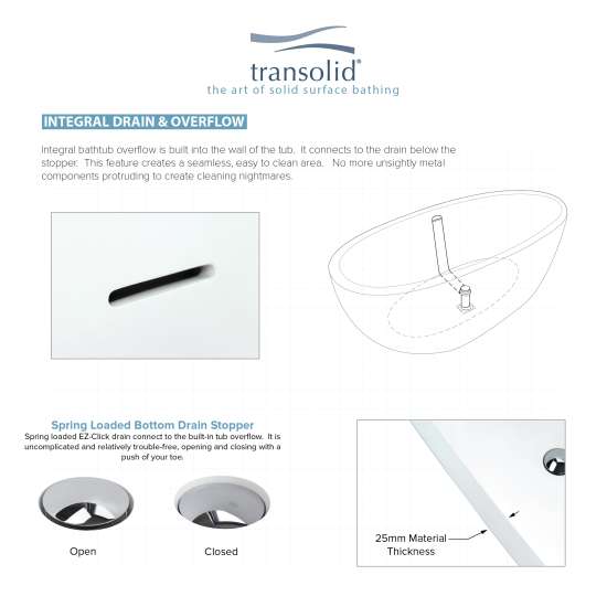 Anais 60-in L x 30-in W x 27.5-in H Resin Stone Freestanding Bathtub with center drain, in White