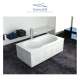 60-in L x 32-in W x 19-in H Artificial Stone Drop-in Bathtub with Front and Both Side Skirts in White