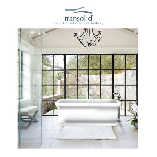 71-in L x 33.5-in W x 25.6-in H Resin Stone Freestanding Bathtub with center drain, in White