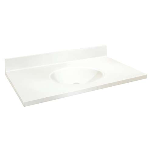 Transolid 43-in  x 22-in Solid Surface Bathroom Vanity Top with Eased Edge and 4in Integral Cove Backsplash in White Deck/White Bowl