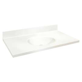 Transolid 49-in  x 22-in Solid Surface Bathroom Vanity Top with Eased Edge and 4in Integral Cove Backsplash in White Deck/White Bowl