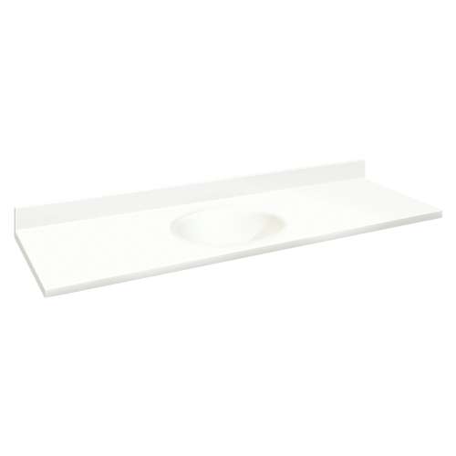 Transolid 61-in  x 22-in Solid Surface Bathroom Vanity Top with Eased Edge and 4in Integral Cove Backsplash in White Deck/White Bowl