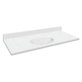 Transolid 61-in  x 22-in Solid Surface Bathroom Vanity Top with Eased Edge and 4in Integral Cove Backsplash in Matrix White Deck/Matrix White Bowl