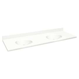 Transolid 61-in  x 22-in Solid Surface Bathroom Vanity Top with Eased Edge and 4in Integral Cove Backsplash in White Deck/White Bowl