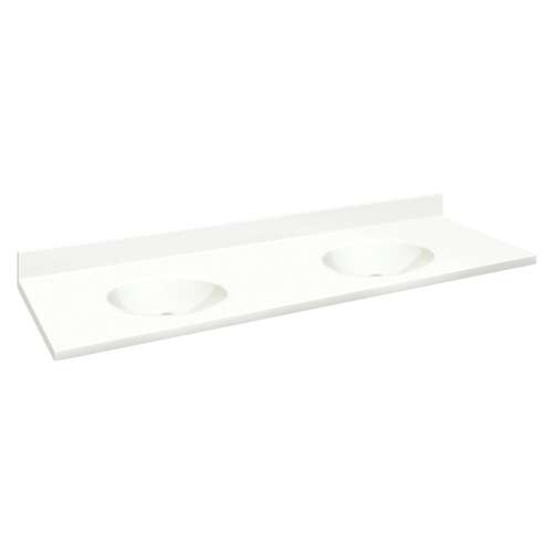 Transolid 61-in  x 22-in Solid Surface Bathroom Vanity Top with Eased Edge and 4in Integral Cove Backsplash in White Deck/White Bowl