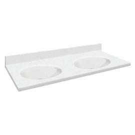 Transolid 61-in  x 22-in Solid Surface Bathroom Vanity Top with Eased Edge and 4in Integral Cove Backsplash in Matrix White Deck/Matrix White Bowl