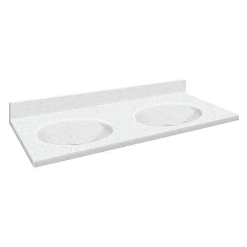 Transolid 61-in  x 22-in Solid Surface Bathroom Vanity Top with Eased Edge and 4in Integral Cove Backsplash in Matrix White Deck/Matrix White Bowl