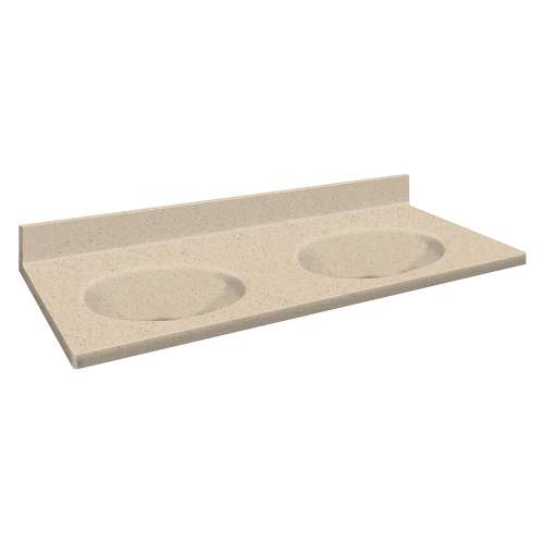 Transolid 61-in  x 22-in Solid Surface Bathroom Vanity Top with Eased Edge and 4in Integral Cove Backsplash in Matrix Khaki Deck/Matrix Khaki Bowl