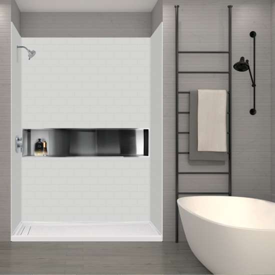 SWK603696-21 SaraMar 36-In X 60-In X 96-In 3-Piece Shower Wall Trimmable Kit, In White