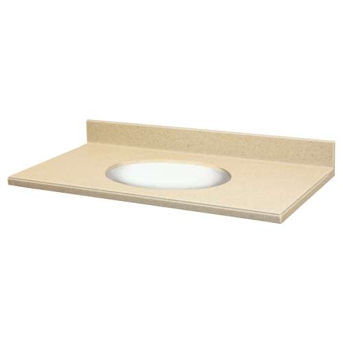 Transolid 25-in  x 22-in Solid Surface Bathroom Vanity Top with Modified Ogee Edge and 4in Integral Cove Backsplash in Sandstone Deck/White Bowl