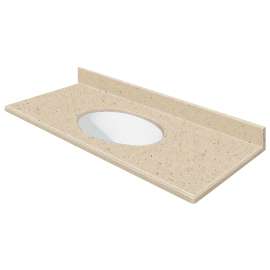 Transolid 31-in  x 22-in Solid Surface Bathroom Vanity Top with Modified Ogee Edge and 4in Integral Cove Backsplash in Matrix Khaki Deck/White Bowl