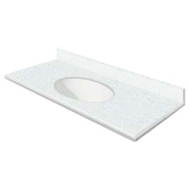 Transolid 37-in  x 22-in Solid Surface Bathroom Vanity Top with Modified Ogee Edge and 4in Integral Cove Backsplash in Matrix White Deck/White Bowl