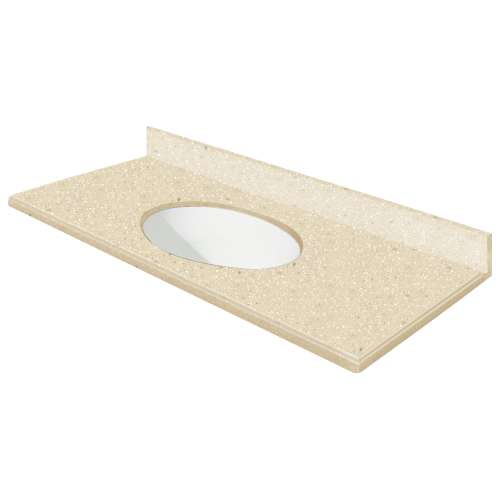 Transolid 37-in  x 22-in Solid Surface Bathroom Vanity Top with Modified Ogee Edge and 4in Integral Cove Backsplash in Sea Shore Deck/White Bowl