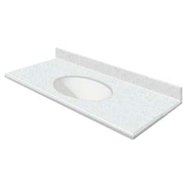 Transolid 49-in  x 22-in Solid Surface Bathroom Vanity Top with Modified Ogee Edge and 4in Integral Cove Backsplash in Matrix White Deck/White Bowl