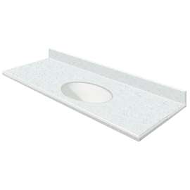 Transolid 61-in  x 22-in Solid Surface Bathroom Vanity Top with Modified Ogee Edge and 4in Integral Cove Backsplash in Matrix White Deck/White Bowl